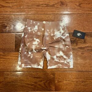 Darc Sport SHE Brown and White Tie-Dye biker shorts size small new with tags